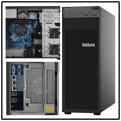 خادم ThinkSystem ST250 V2 - خادم برج بضمان لمدة 3 أعوام بما في ذلك وحدة المعالجة المركزية Intel Xeon بسرعة 3.3 جيجاهرتز