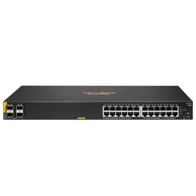 أروبا CX 6000 مبدل مدير مع 24 x 10/100/1000 (PoE +) + 4 x منافذ Gigabit SFP 370W ميزانية PoE وتصميم قابل للتكدس