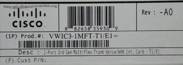 1 PORT T1/E1 MULTIFLEX TRUNK Cisco Router Modules بطاقة واجهة VWIC3-1MFT-T1E1 مخصصة تدعم تطبيقات الصوت والبيانات على منصة Cisco ISR 2 1900/2900/3900