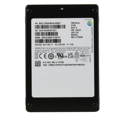 MZILT1T9HBJR-00007 سامسونج PM1643A MZILT1T9HBJR-00007 SSD 1.92TB SAS 12Gb / s جديد تمامًا