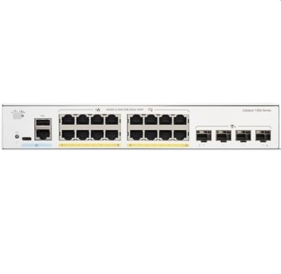 سيسكو C1300-16P-4X 16x 10/100/1000 موانئ موانئ PoE + مع ميزانية طاقة 120W 4x 10 جيجابيت SFP + قابلة للتركيب على الرف