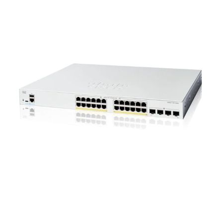 C1200-24P-4G 24 منفذًا يدعم تقنية PoE+ بسرعة 10/100/1000 مع ميزانية طاقة 195 واط، و4 منافذ Gigabit SFP، وقابل للتركيب في الحامل