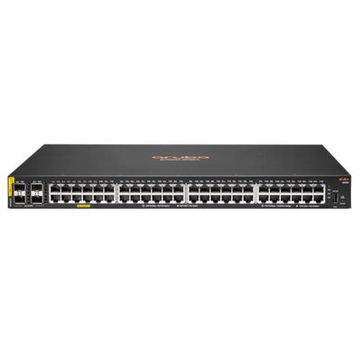 مبدل إيثرنت مُدار Aruba CX 6000 مع 48 منفذًا بسرعة 10/100/1000 (PoE+) + 4 منافذ Gigabit SFP، وميزانية طاقة عبر الإيثرنت (PoE) تبلغ 370 واط، وتصميم قابل للتكديس