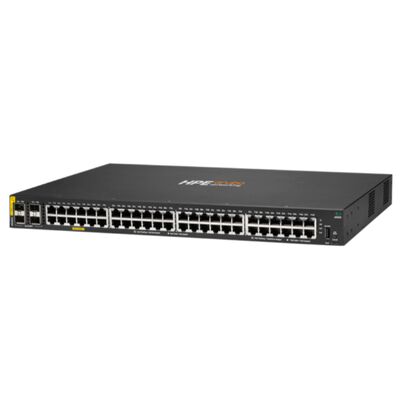 مبدل إيثرنت مُدار Aruba CX 6000 مع 48 منفذًا بسرعة 10/100/1000 (PoE+) + 4 منافذ Gigabit SFP، وميزانية طاقة عبر الإيثرنت (PoE) تبلغ 370 واط، وتصميم قابل للتكديس