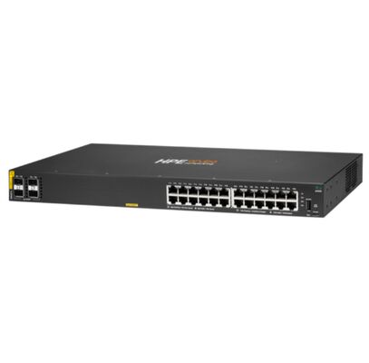أروبا CX 6000 مبدل مدير مع 24 x 10/100/1000 (PoE +) + 4 x منافذ Gigabit SFP 370W ميزانية PoE وتصميم قابل للتكدس