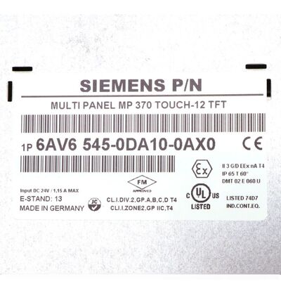 Siemens 6AV6545-0DA10-0AX0 MP370 12 لوحة اللمس HMI 12.1 "TFT واجهة صناعية