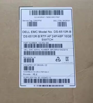 مفتاح SAN من الألياف البصرية Brocade BR-6510-24-16G-R بـ 24 منفذًا بسرعة 16 جيجابت، 408 جيجابت في الثانية، مثبت على رف 1U