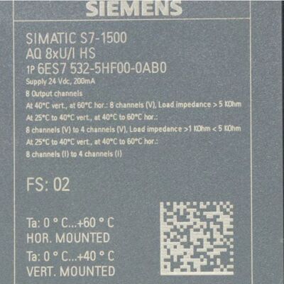 6ES7532-5HF00-0AB0 سيمنز SIMATIC S7-1500 وحدة الإخراج التناظرية AQ8xU/I HS