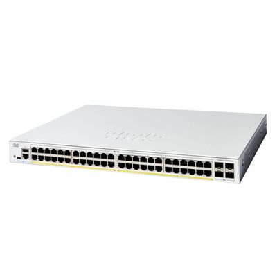C1300-48P-4X، محول Cisco Catalyst 1300، 48x PoE+/370W، 4x 10G SFP+، قابل للتركيب على حامل