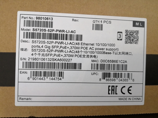 مفتاح Huawei S5720S-52P-PWR-LI-AC بـ 48 منفذ جيجابت PoE+ مع 4 منافذ SFP