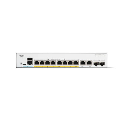سويتش Cisco C1200-8FP-2G ذكي بـ 8 منافذ جيجابت PoE+ مع منافذ وصل علوي كومبو 2G